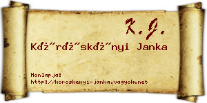 Köröskényi Janka névjegykártya